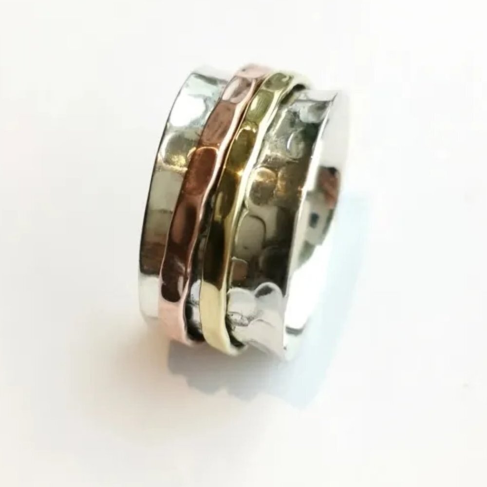 Sterling Silver spinner ring meditation spinning unisex Size 10